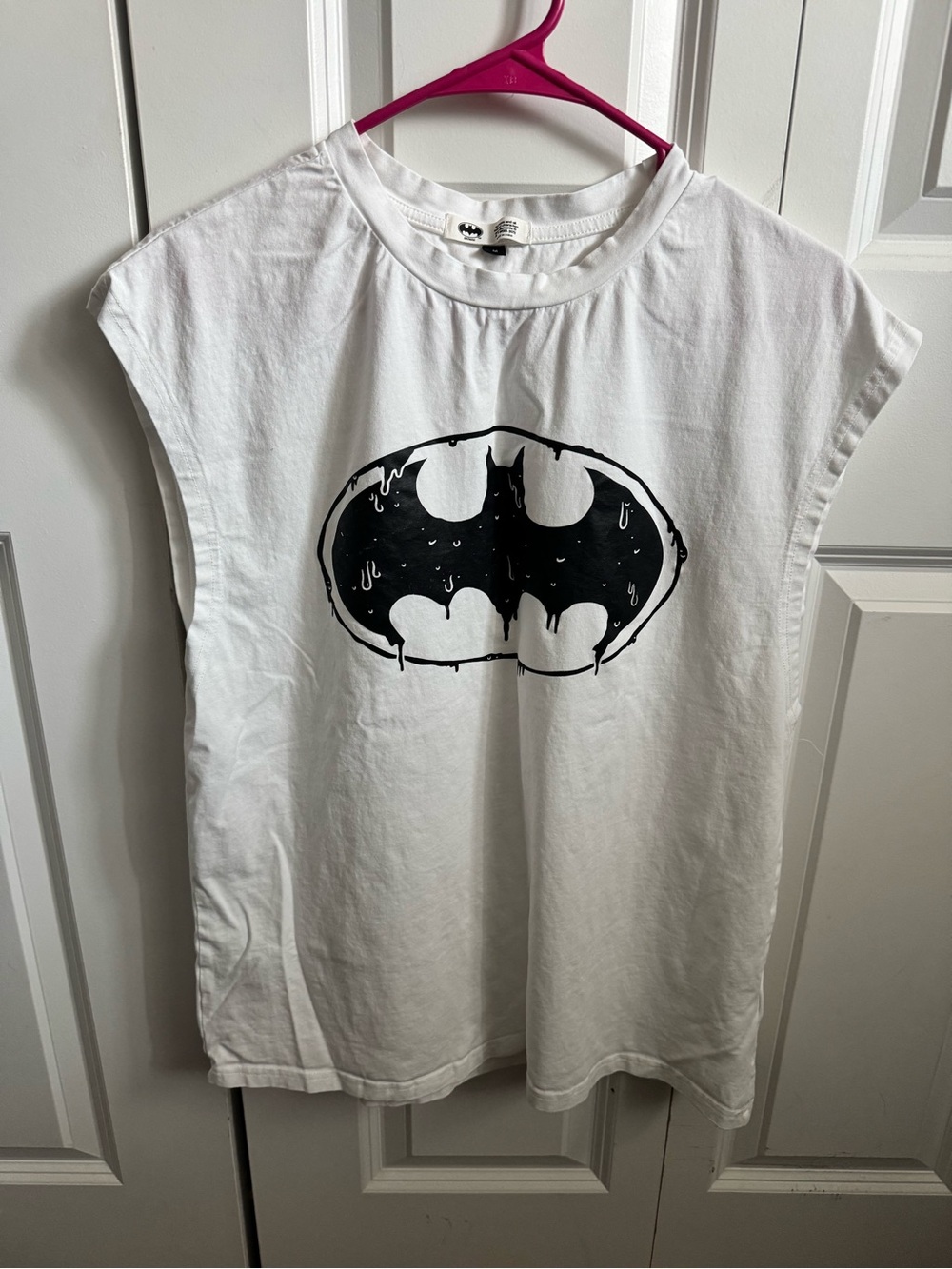 Batman White Tee with Black Logo Accent